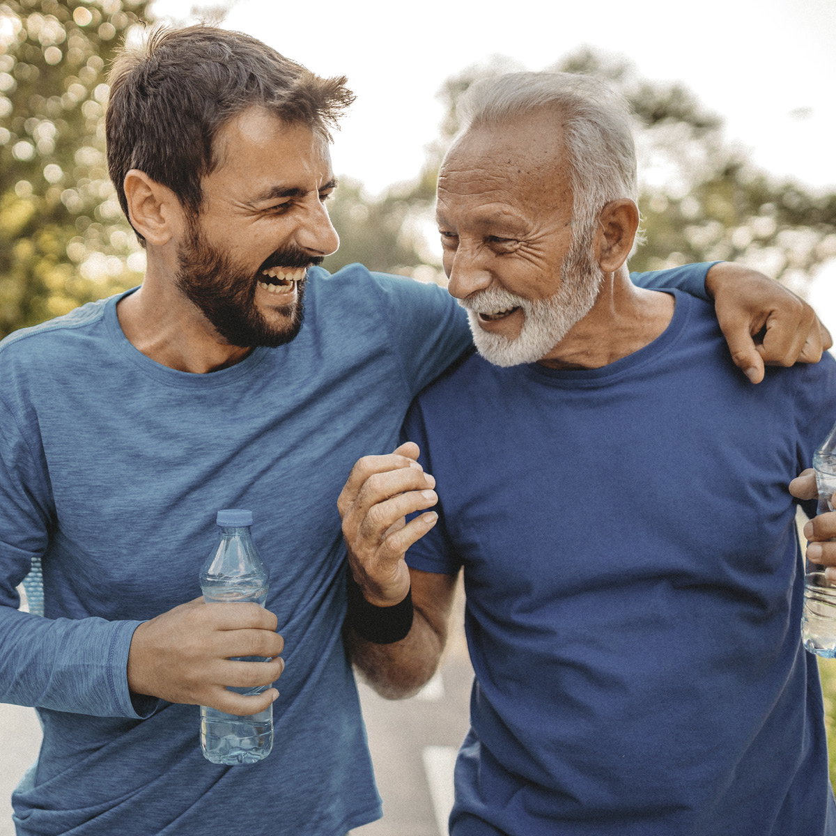 Two Men Working Out Outside